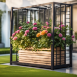 jardinière sur pied avec treillis