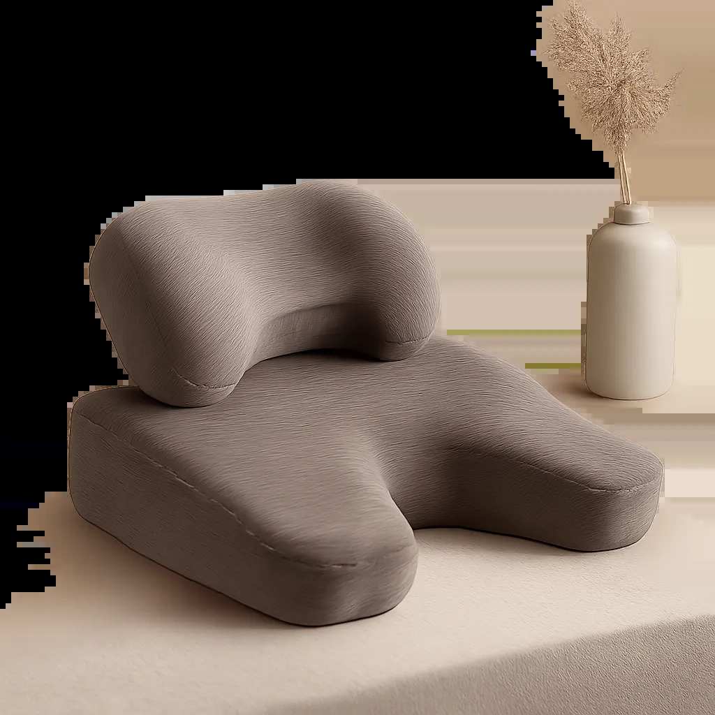 Visuel premium d’un coussin ergonomique pensé pour mieux soutenir la nuque, les lombaires ou les épaules. L’image met en avant le confort ciblé, la précision de la forme et une sensation de récupération discrète.